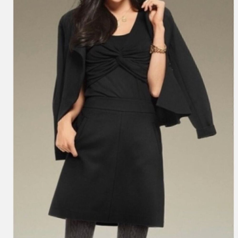 Cabi #3583 AGENCY Black Thick Knit Jersey Stretch Ponte A Line Mini Skirt